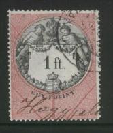 HUNGARY ALLEGORIES 1881 1FT BLACK & ROSE WMK FT IN MEDALLION REVENUE BAREFOOT 122 PERF 11.50 X 11.50 - Revenue Stamps