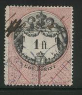 HUNGARY ALLEGORIES 1881 1FT BLACK & ROSE WMK FT IN MEDALLION REVENUE BAREFOOT 122 PERF 11.50 X 11.50 - Revenue Stamps