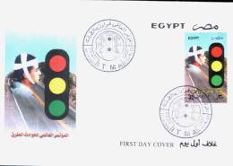 EGYPT / 2002 / MEDICINE / HEAD INJURY / BANDAGE / TRAFFIC LIGHTS / ROAD SAFETY CONFERENCE / ITMA / FDC - Lettres & Documents