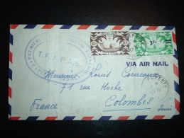 LETTRE PAR AVION POUR FRANCE TP FRANCE LIBRE 10F + 25C SURCHARGE 3F OBL. 3-11-47 PAPEETE TAHITI + 1ERE LIAISON AERIENNE - Cartas & Documentos