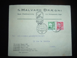 LETTRE POUR LA FRANCE TP 10 O + 20 O OBL. 1 IV 33 HERMANSVERK + HALVARD DRAEGNI + OISEAU - Briefe U. Dokumente