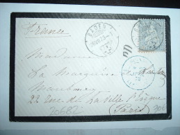 LETTRE POUR LA FRANCE TP 30 OBL. 26 VII 73 BADEN + GRIFFE PD + CACHET ENTRE BLEU 27 JUIL 73 SUISSE BELFORT - Briefe U. Dokumente