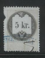 AUSTRIA 1860 REVENUE 5KR BLUISH PAPER  NO WMK PERF 12.00 X 12,00 BAREFOOT 061 - Steuermarken