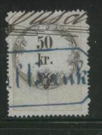 AUSTRIA 1860 REVENUE 50KR BLUISH PAPER  NO WMK PERF 13.50 X 15.00 BAREFOOT 068 - Steuermarken