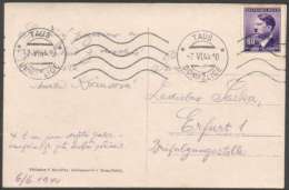 BuM1367 - Böhmen Und Mähren (1944) Taus - Domazlice (machine Postmark) Postcard, Tariff: 60h (stamp: Adolf Hitler) - Briefe U. Dokumente