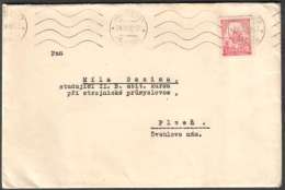 BuM1314 - Böhmen Und Mähren (1942) Pschestitz - Prestice (machine Postmark) Letter, Tariff: 1,20K (stamp: Prague Castle) - Briefe U. Dokumente