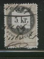 AUSTRIA 1866 REVENUE 5KR WHITE PAPER  NO WMK PERF 12.00 X 12,00 BAREFOOT 134 (A) - Fiscale Zegels