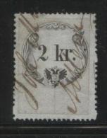 AUSTRIA 1860 REVENUE 2KR BLUISH PAPER  NO WMK PERF 15.00 X 13.75 BAREFOOT 059 - Revenue Stamps