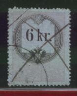 AUSTRIA 1860 REVENUE 6KR THICKER BLUE PAPER  NO WMK PERF 13.50 X 13.50 BAREFOOT 062 - Revenue Stamps