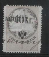 AUSTRIA 1866 REVENUE 10KR WHITE PAPER  NO WMK PERF 12.00 X 12,00 BAREFOOT 136 (A) - Steuermarken