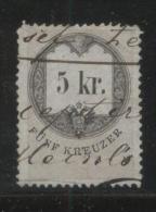 AUSTRIA 1866 REVENUE 5KR WHITE PAPER  NO WMK PERF 12.00 X 12,00 BAREFOOT 134 (A) - Revenue Stamps