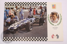 Motorsport Grand Prix Postcard - U.S.A. Pilot Dan Gurney - Car: Eagle - F1, Engine Weslake V12, 595 Kg - 420 HP - Grand Prix / F1