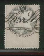 AUSTRIA 1866 REVENUE 25KR WHITE PAPER  NO WMK PERF 12.00 X 12,00 BAREFOOT 139 (A) - Fiscali