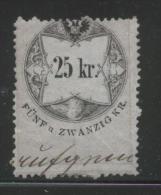 AUSTRIA 1866 REVENUE 25KR THIN GREY BLUE PAPER  NO WMK PERF 12.00 X 12,00 BAREFOOT 123A - Fiscale Zegels