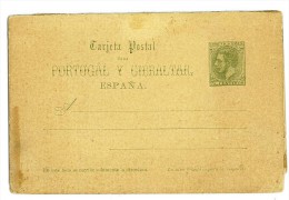 SPAGNA - INTERO POSTALE CON RISPOSTA PAGATA - VALIDO PER PORTOGALLO E GIBILTERRA - 5 CENTIMOS ANNO 1884 RARO - 1850-1931