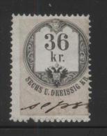 AUSTRIA 1866 REVENUE 36KR ON THIN GREY PAPER WITH BLUISH TINGE NO WMK PERF 12.00 X 12.00 BAREFOOT 124 (B) - Fiscaux