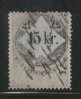 AUSTRIA 1866 REVENUE 15KR ON THIN GREY PAPER WITH BLUISH TINGE NO WMK PERF 12.00 X 12.00 BAREFOOT 122(A) - Fiscaux