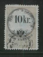 AUSTRIA 1866 REVENUE 10KR ON THIN GREY PAPER WITH BLUISH TINGE NO WMK PERF 12.00 X 12.00 BAREFOOT 120(B) - Revenue Stamps