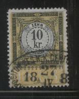 AUSTRIA ALLEGORIES 1888 10KR REVENUE BLACK & YELLOW PERF 12.00 X 12.00 BAREFOOT 354 - Revenue Stamps