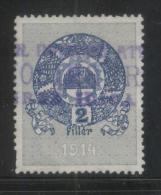 HUNGARY 1914 REVENUE 2F ROYAL CROWN PERF 12.00 X 12.00 BAREFOOT 337 - Fiscales