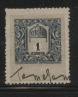 HUNGARY 1903 REVENUE 1 KOR  BISTRE & DARK BLUE WMK CROWN IN CIRCLE PERF 12.00 X 12,00 BAREFOOT 236 - Fiscale Zegels