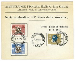 SOMALIA ITALIANA - FDC - 1952 Trade Fair - Somalia