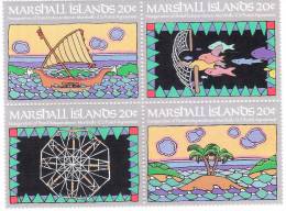 Marshall Islands 1984 Inauguration Of Postal Service Ship Canoe Navigational Chart MNH - Marshall