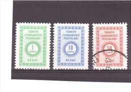 96 97 98  ** NSG OBL   Y&T  (Timbre De Service)   *TURQUIE*  13/10 - Timbres De Service