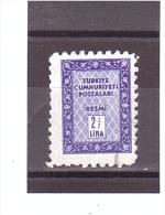 72  OBL   Y&T  (Timbre De Service)   *TURQUIE*  13/10 - Official Stamps