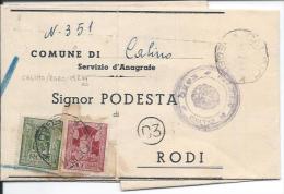 1944 Colonie - Egeo - Piego Da Calino Per Rodi  - Rarità - Egée (Calino)