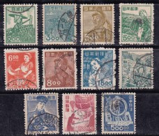 Japon 1948-1949 N°Y.T. :   392 à 402 (fil C.) Obl. - Gebruikt