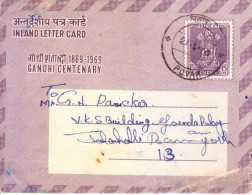 India Inland Letter Card Issued On Gandhi Centenary Used From Puvar In 1969 - Storia Postale