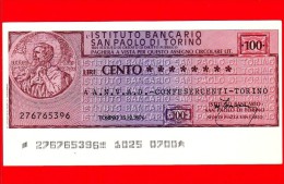 MINIASSEGNI - ISTITUTO BANCARIO SAN PAOLO DI TORINO - L. 100 - Nuovo - FdS - [10] Assegni E Miniassegni