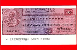 MINIASSEGNI - ISTITUTO BANCARIO SAN PAOLO DI TORINO - L. 100 - Nuovo - FdS - [10] Cheques Y Mini-cheques