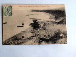 Carte Postale Ancienne : Nouvelle Caledonie : Tas De Minerais Sur Le Bord De La Mer , Animé , Timbre 1912, TRES RARE - Nueva Caledonia