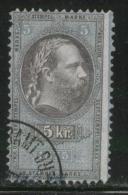 AUSTRIA 1875 EMPEROR FRANZ-JOZEF 5KR GREEN & BLACK REVENUE PERF 11.00 X 10.50 BAREFOOT 186 - Revenue Stamps