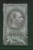 AUSTRIA 1875 EMPEROR FRANZ-JOZEF 50KR GREEN & BLACK REVENUE PERF 10.75 X 11.00 BAREFOOT 193 - Steuermarken