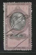 AUSTRIA 1875 EMPEROR FRANZ-JOZEF 1FL CARMINE & BLACK REVENUE PERF10.75 X 10.25 BAREFOOT 197 - Revenue Stamps