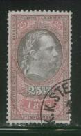 AUSTRIA 1877 EMPEROR FRANZ-JOZEF 25KR ROSE & BLACK REVENUE PERF 12.00 X 12.00 BAREFOOT 219 - Fiscale Zegels