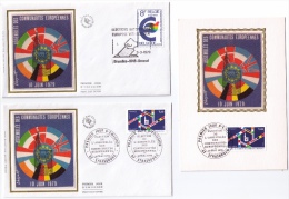 Lot De 3 Documents Philatéliques Premier Jour, Élection De L'Assemblée Des Communautés Européennes,1979 - Europese Instellingen