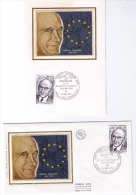 2 Documents Philatéliques Premier Jour, Robert Schuman (1896-1963), « L'Européen », 1975 - EU-Organe