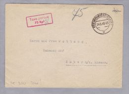 DE Allierte Bes. Franz. Zone 1945-08-24 Taxe Percue 75 Rpf.  Brief Nach Zabern In Elsass - Autres & Non Classés