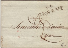 Suisse- 99 Genève - Lettre à Lyon - PD Tm3 N -1810 - ...-1845 Prefilatelia