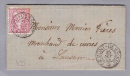 Heimat VD ORMONT-DESSOUS 1868-09-25 Brief Nach Lausanne Mit 10 Rp Karmin Sitzende Helvetia - Storia Postale