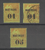 Martinique _colonies Surchargée 2x N°5+n°3  Sans  Mention De La Monnaie ( 1886 ) - Autres & Non Classés