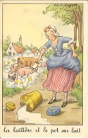 Image Illustrée Par Calvet-Rogniat Les Fables De La Fontaine:La Laitière Et Le Pot Au Lait - Other & Unclassified