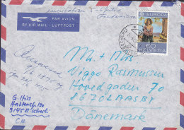 Switzerland Airmail Par Avion Luftpost Deluxe NIEDERSCHERLI 1975 Cover Brief To LAASBY Denmark Europa CEPT Stamp - Storia Postale