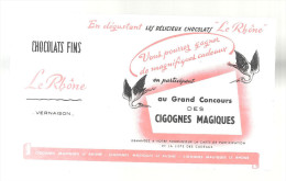 Buvard Chocolat Le Rhône En Dégustant Les Délicieux Chocolats "Le Rhône"  Des Années 1960 - Chocolade En Cacao