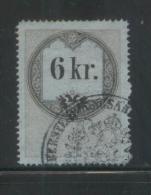 AUSTRIA 1860 REVENUE 6KR CONSTANT BLUE PAPER  PERF 15.00 X 15.00  BAREFOOT 062 - Fiscale Zegels