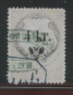 AUSTRIA 1858 REVENUE 4KR THIN WHITISH PAPER  NO WMK PERF 13.50 X 13.50 BAREFOOT 031 - Fiscale Zegels